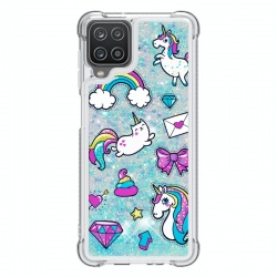 Samsung Galaxy A12 Glitter Liquid Case - Unicorn Blue