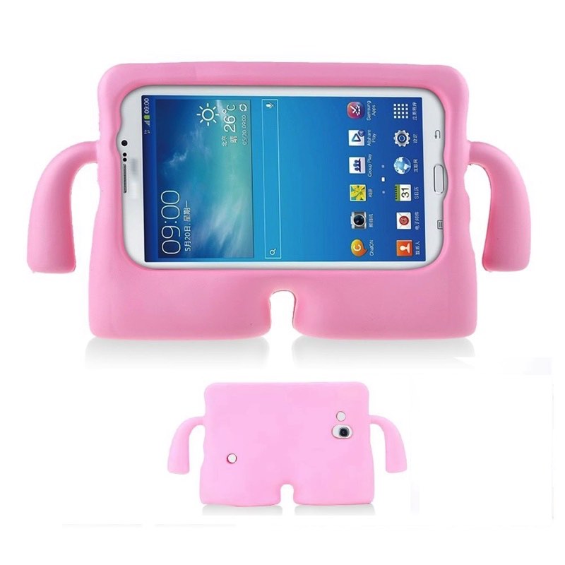 onpeilbaar Goed gevoel Stout Samsung Galaxy Tab A 7" Case for Kids Rubber Shock Proof Cover with Carry  Handle BabyPink
