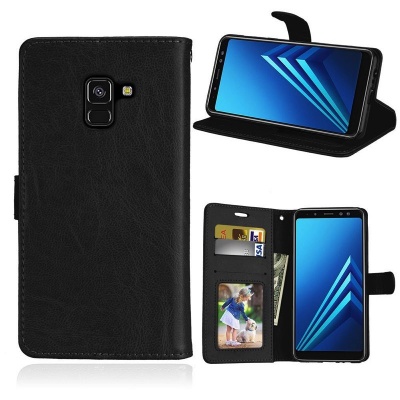 Samsung Galaxy A8(2018) PU Leather Wallet Case Black
