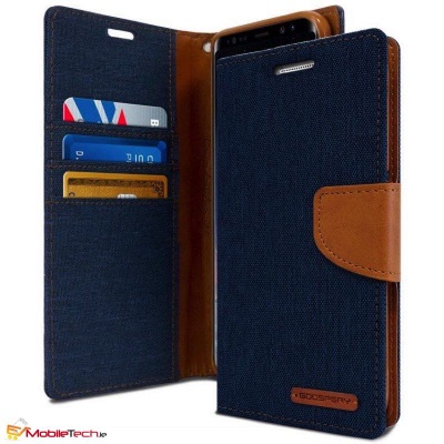 Samsung Galaxy A8(2018) Goospery Canvas Diary Case Navy