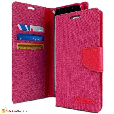 Samsung Galaxy A8(2018) Goospery Canvas Diary Case Pink