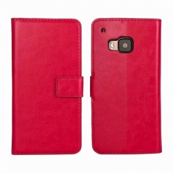 HTC One M9 PU Leather Wallet Case Pink