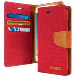 Huawei P8 Lite(2017) Canvas Wallet Case Red